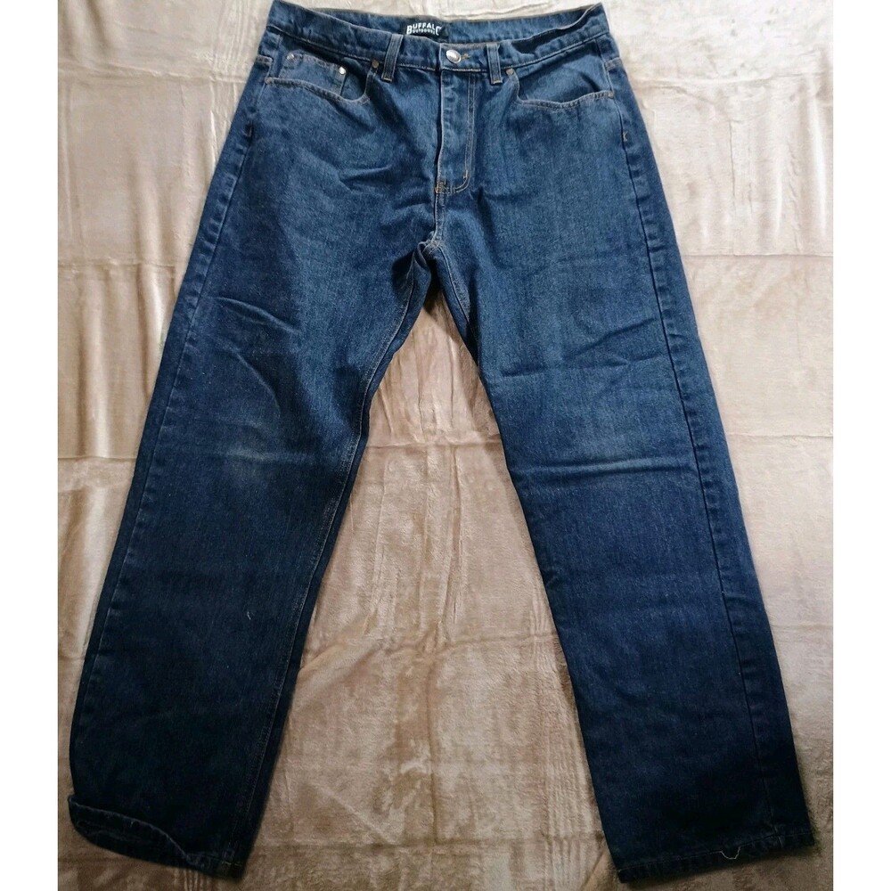 Buffalo Outdoors Men's 36x32 Blue Jeans Straight Leg 100% Cotton Dark Wash